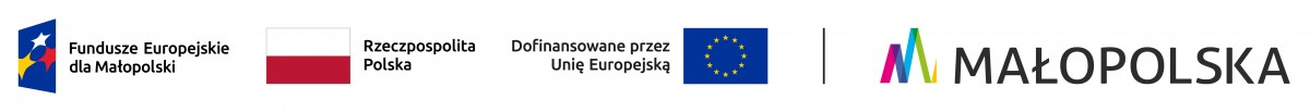 zestawienie znaków składa się ze znaku marki Funduszy Europejskich, barw Rzeczypospolitej Polskiej, znaku Unii Europejskiej oraz logotypu Województwa Małopolskiego 